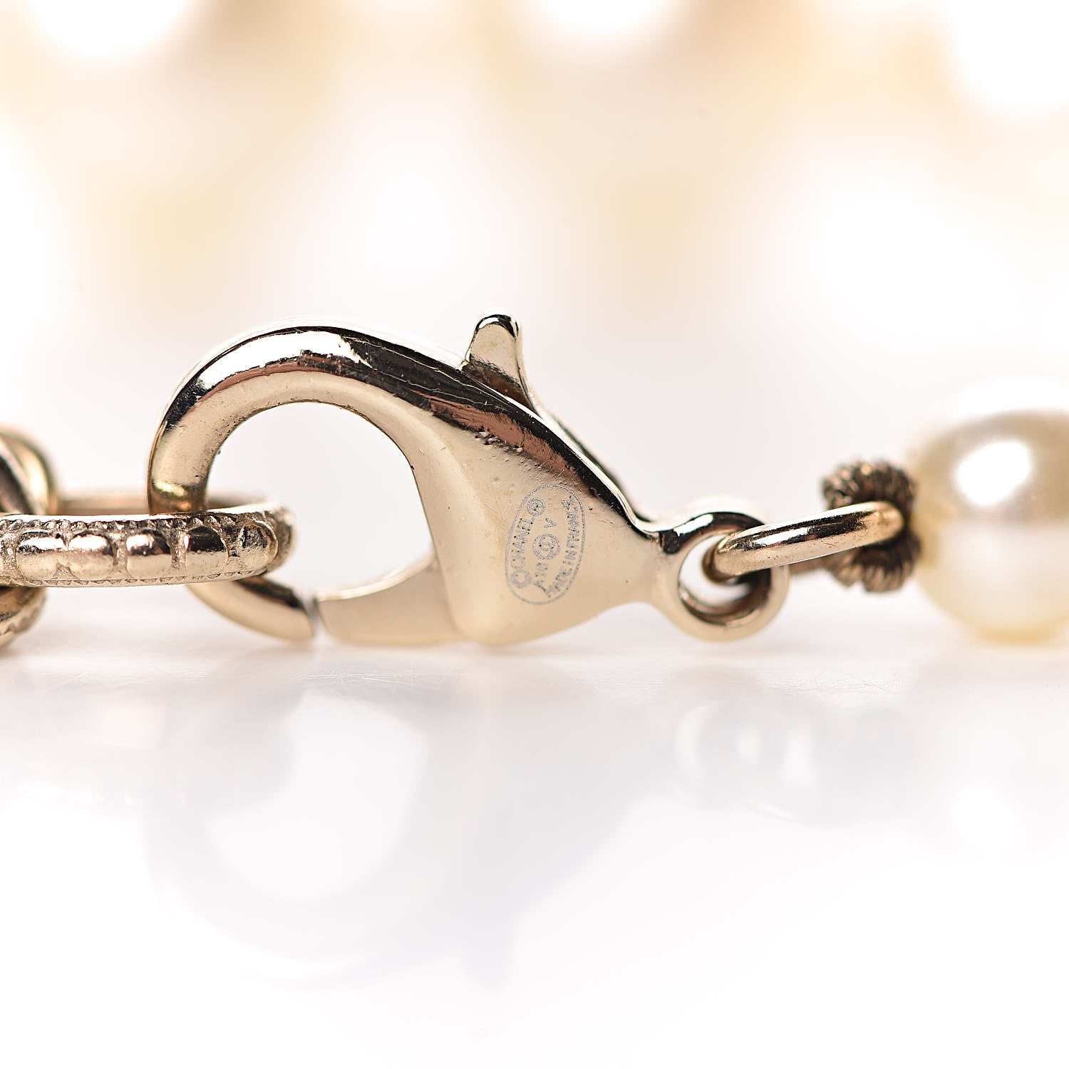 Chanel Pearl Crystal CC Bracelet Gold 4 of 5
