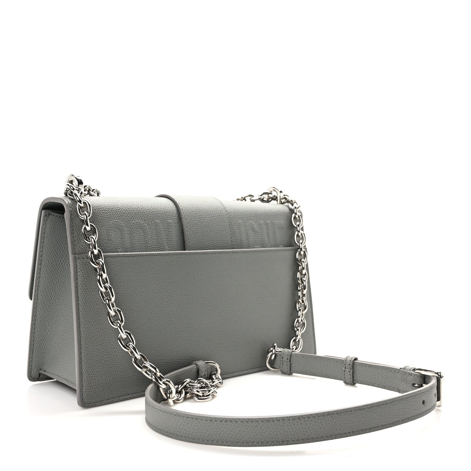 Christian Dior Grained Calfskin 30 Montaigne Chain Flap Bag Grey 3 of 14