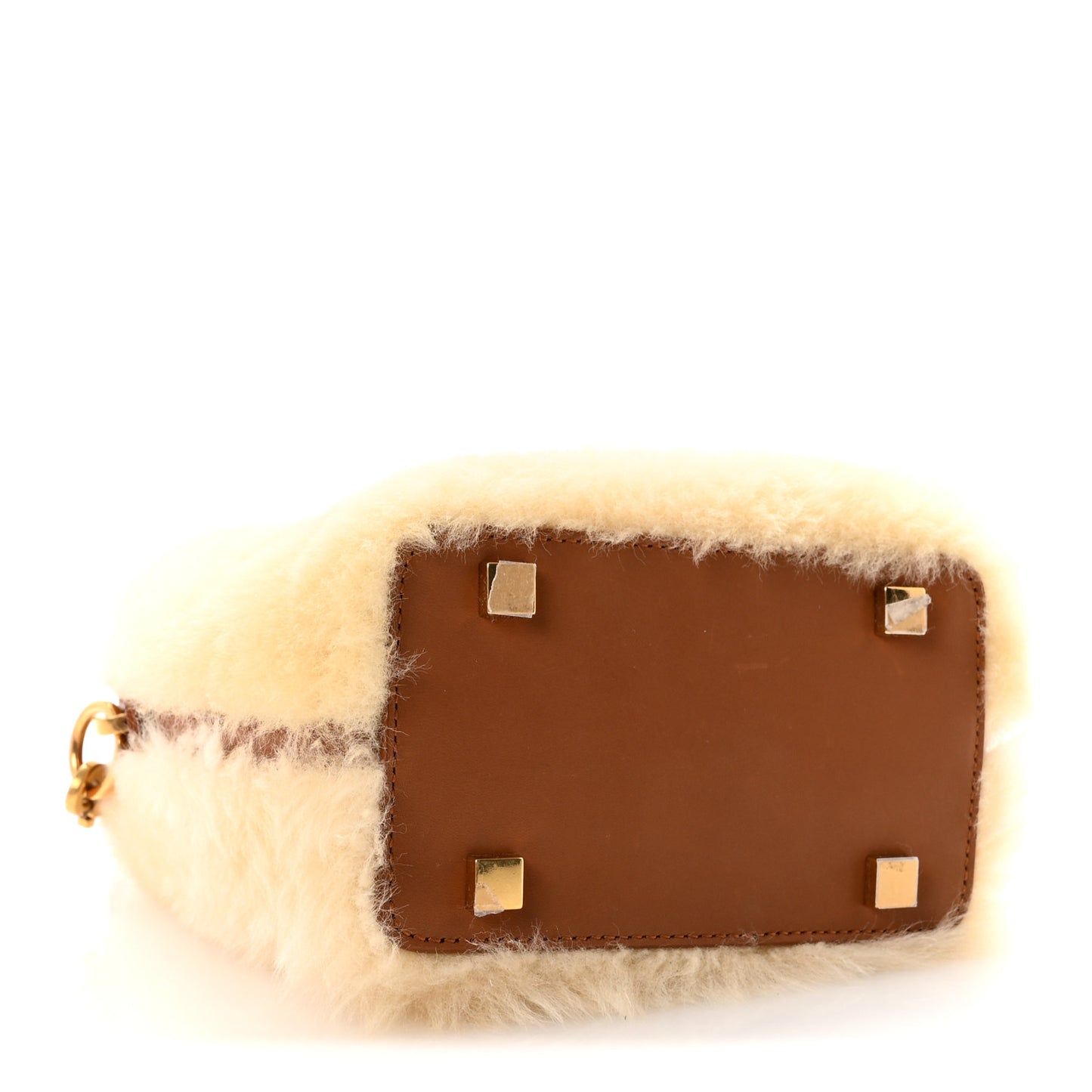 Shearling Le 37 Mini Bucket Bag Cream