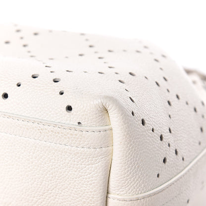 Chanel Caviar Perforated Drawstring CC Bag White 15 of 19