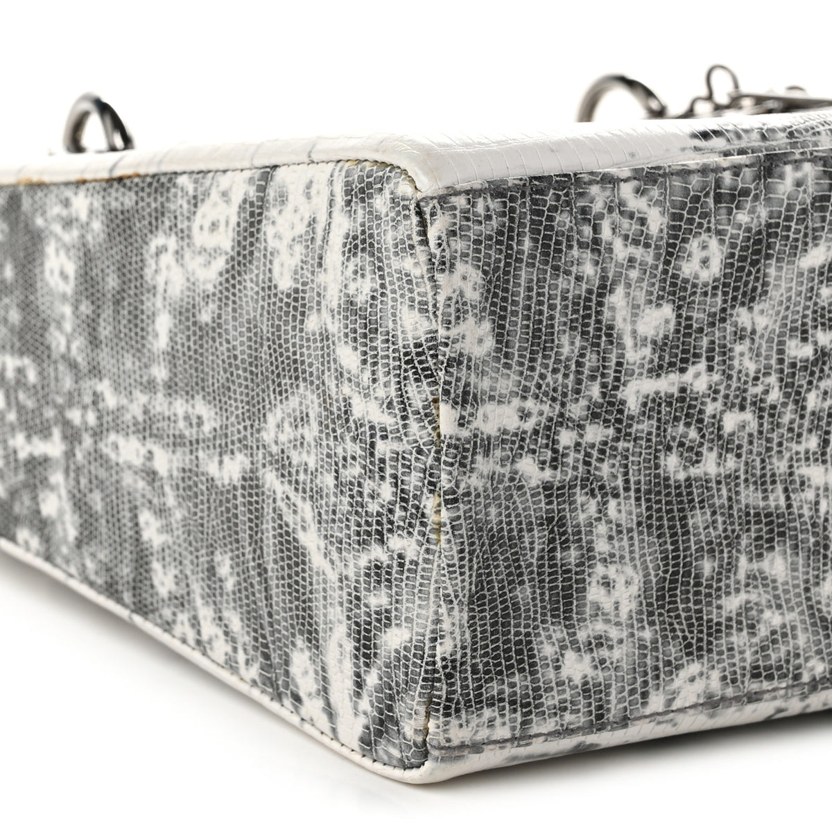 Lizard Medium Lady Dior White Black