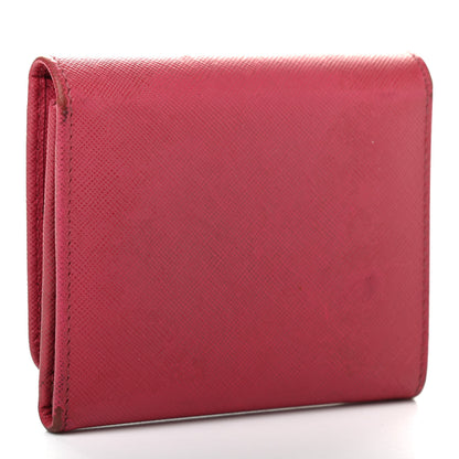 Prada Saffiano Metal Tri-Fold Wallet Peonia 3 of 9
