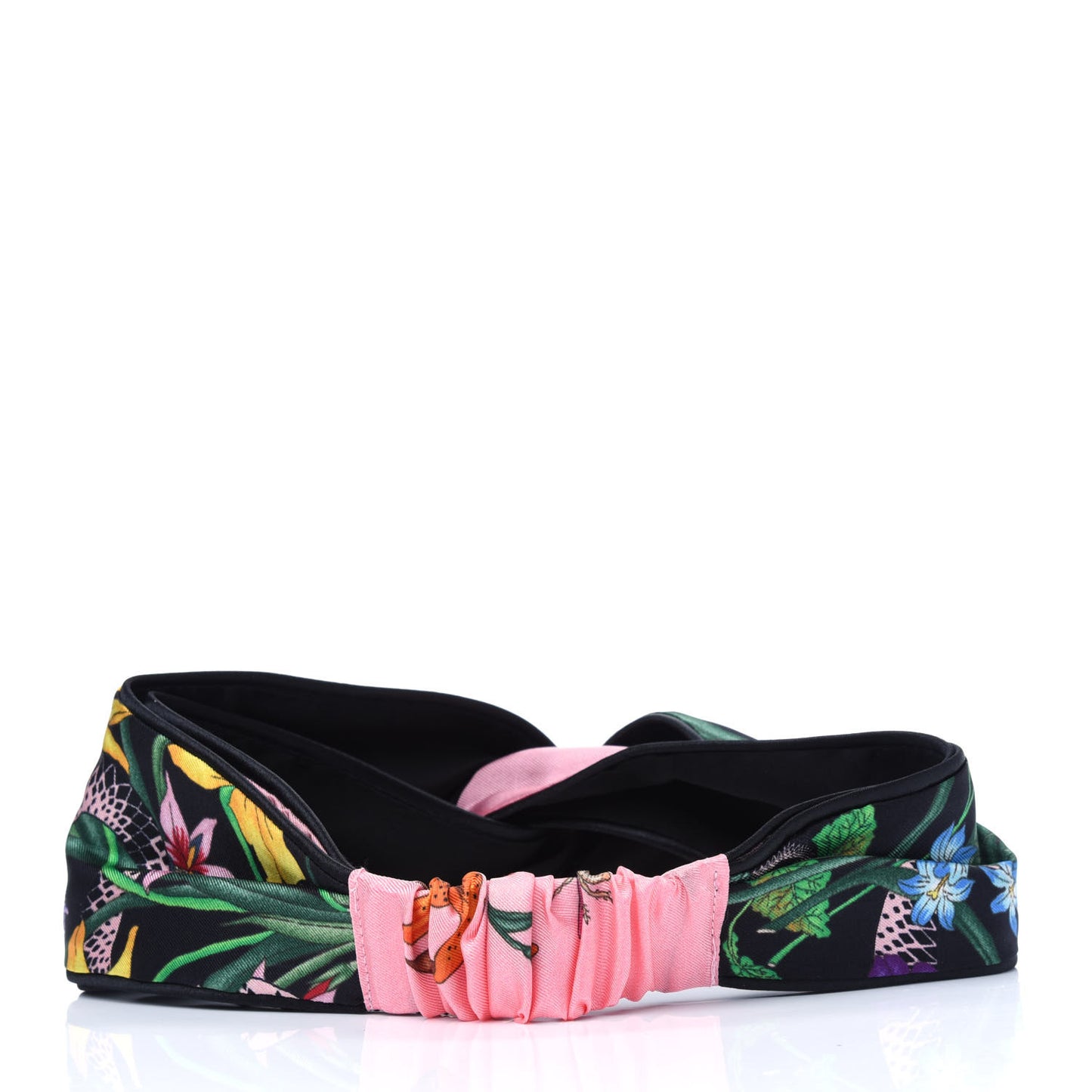 Silk Floral Snake Print Headband Black
