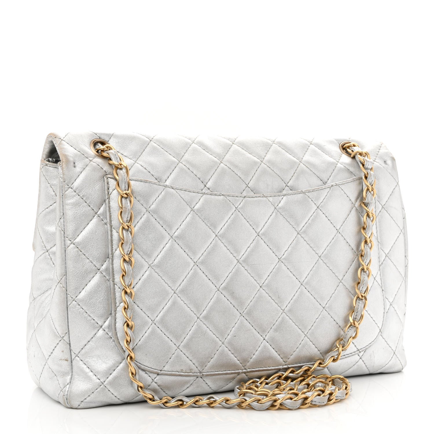 Chanel Metallic Lambskin Quilted Maxi Single Flap Silver 3 of 11
