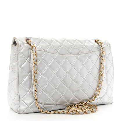 Chanel Metallic Lambskin Quilted Maxi Single Flap Silver 3 of 11