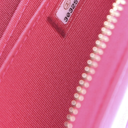 Chanel Shiny Goatskin Quilted 19 Zip Around Coin Purse Wallet Dark Pink 7 of 8