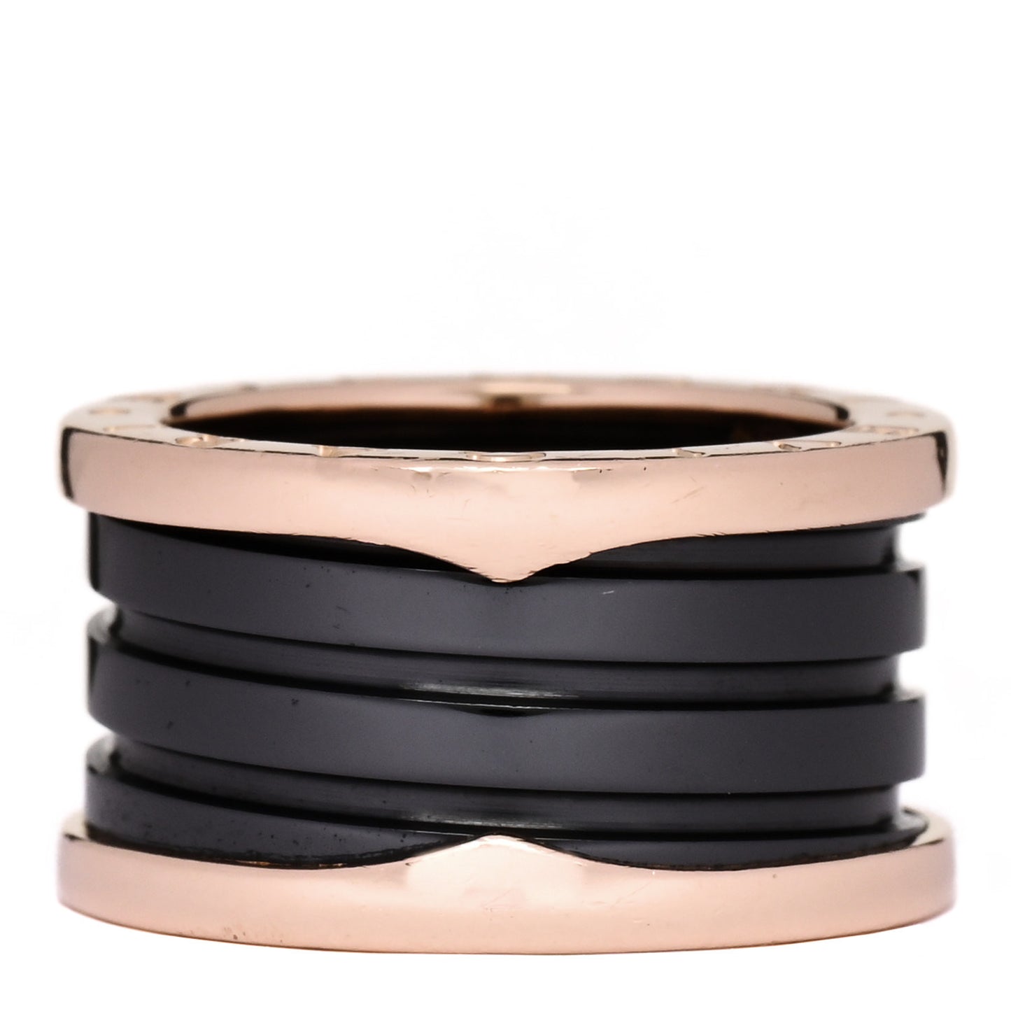 18K Rose Gold Black Ceramic B.Zero1 Four-Band Ring 52 6
