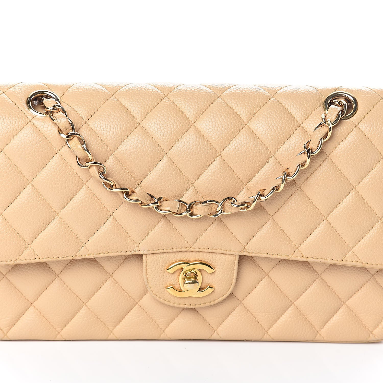Chanel Caviar Quilted Medium Double Flap Beige Clair 8 of 10
