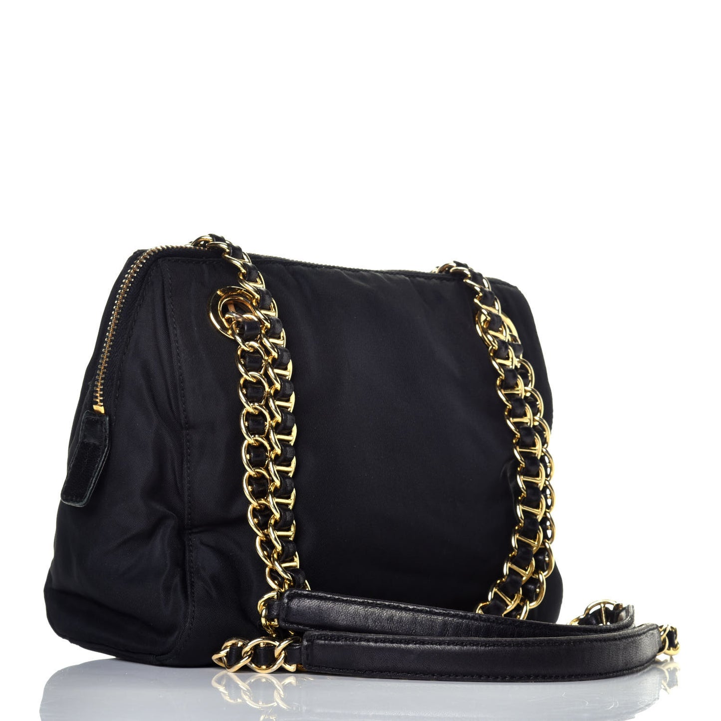 Tessuto Nylon Chain Shoulder Bag Black