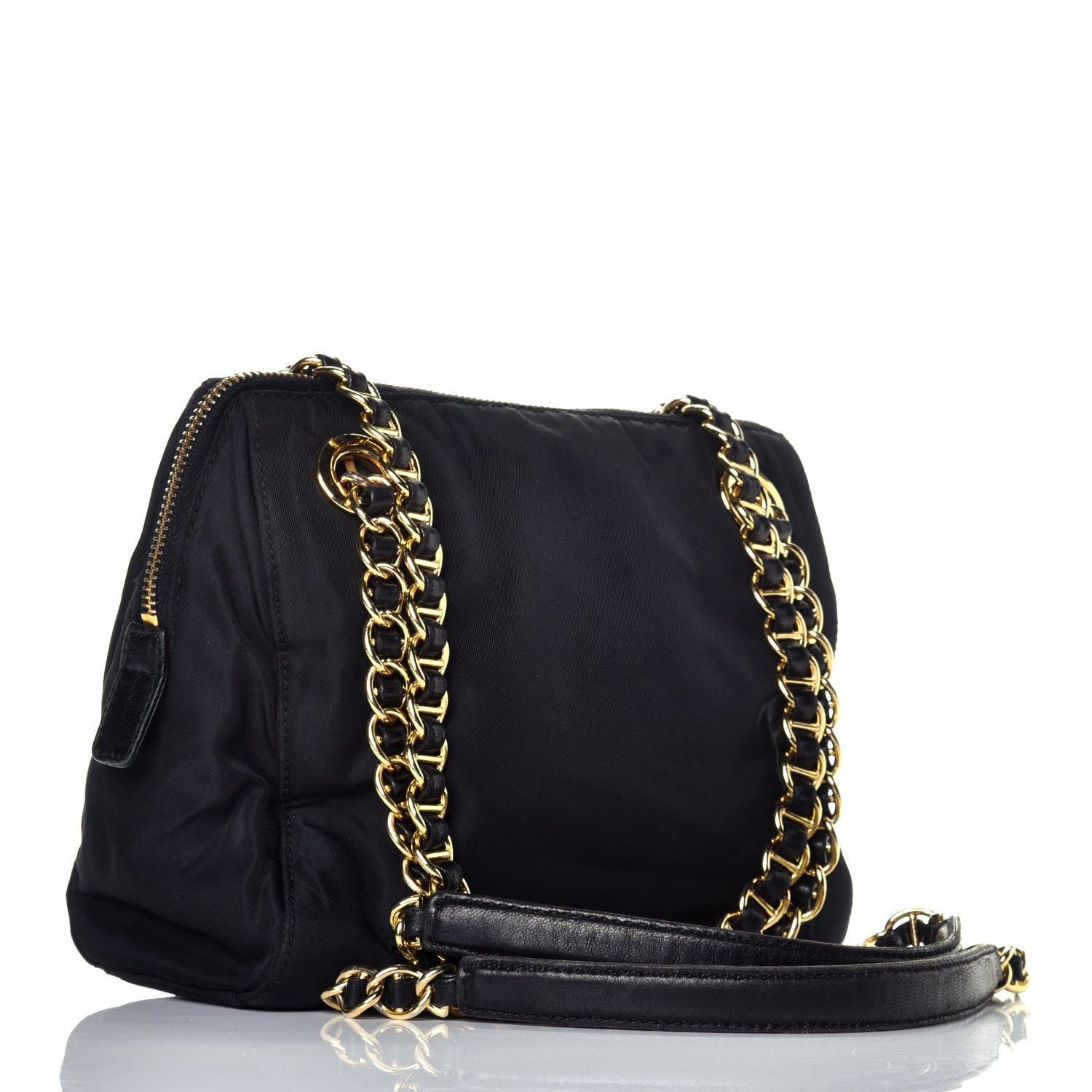 Prada Tessuto Nylon Chain Shoulder Bag Black 3 of 8