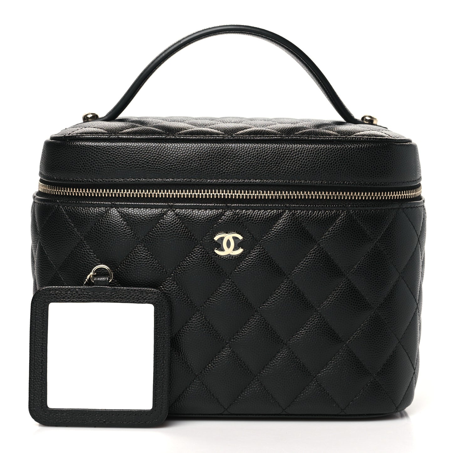 Caviar Quilted Large Vanity Pouch Black