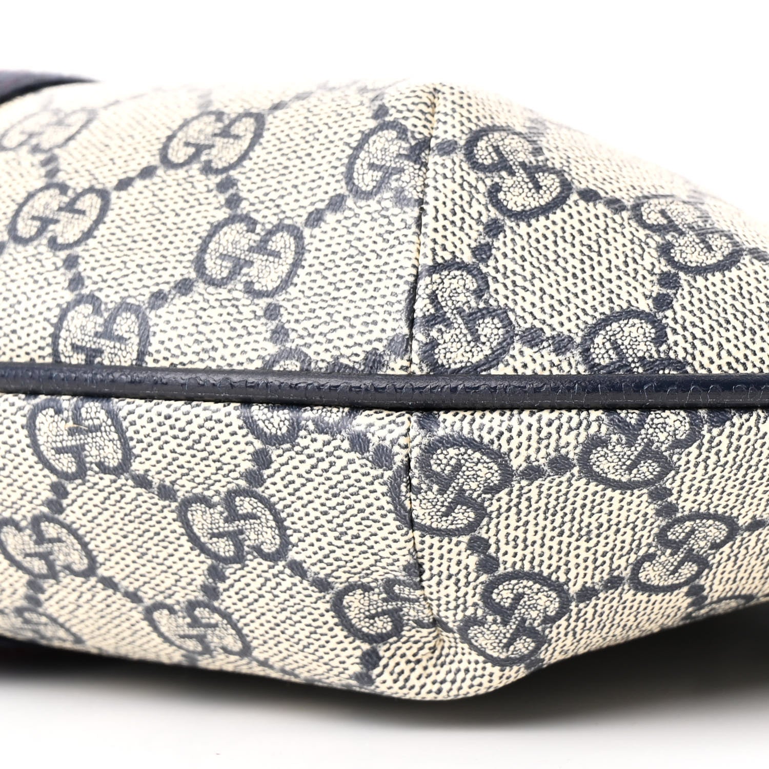 Gucci GG Supreme Monogram Textured Dollar Calfskin Web Small Ophidia Half Moon Hobo Beige Blue 10 of 10