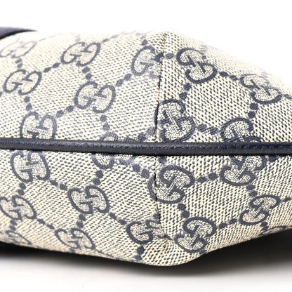 Gucci GG Supreme Monogram Textured Dollar Calfskin Web Small Ophidia Half Moon Hobo Beige Blue 10 of 10