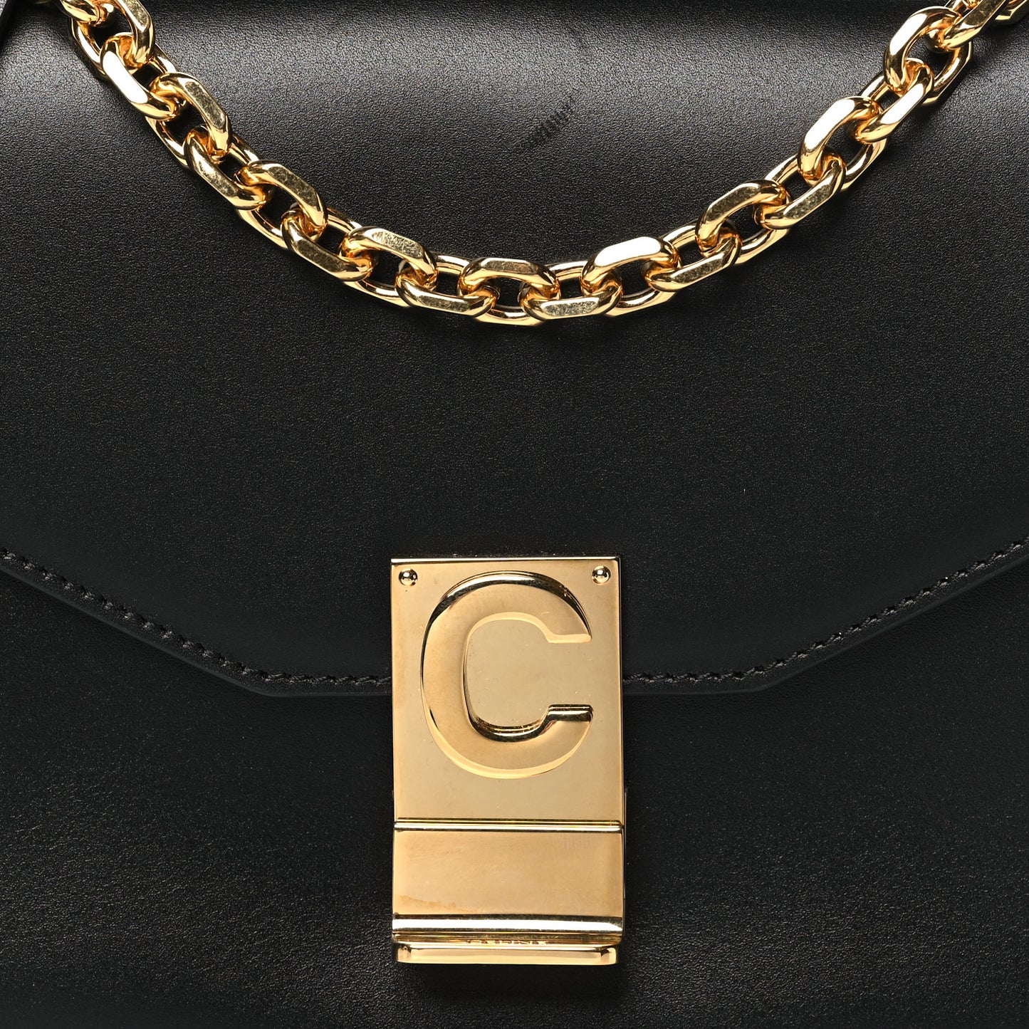 Shiny Calfskin Medium C Bag Black
