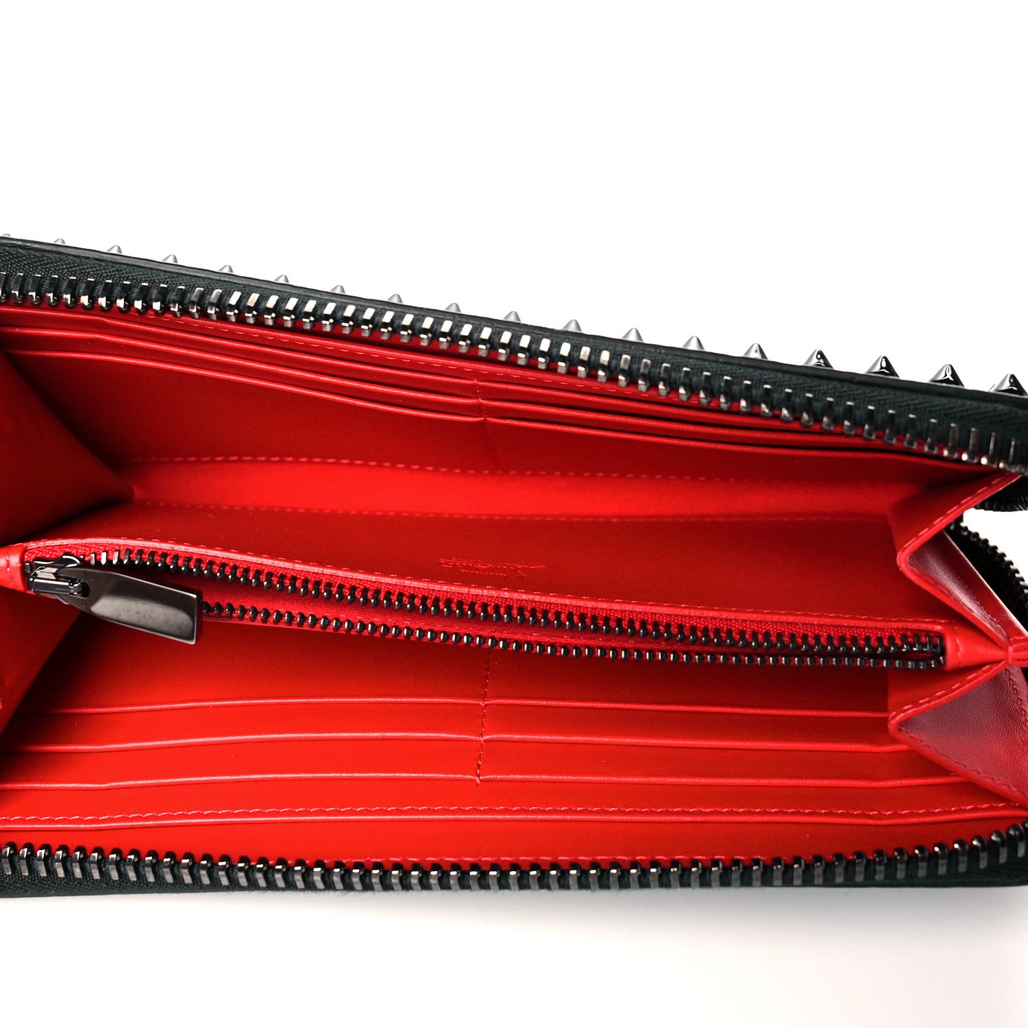 Christian Louboutin Calfskin Panettone Spiked Zip Around Wallet Black 5 of 8