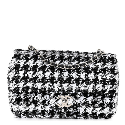 Chanel Sequin Mini Houndstooth Rectangular Flap Black White 1 of 11
