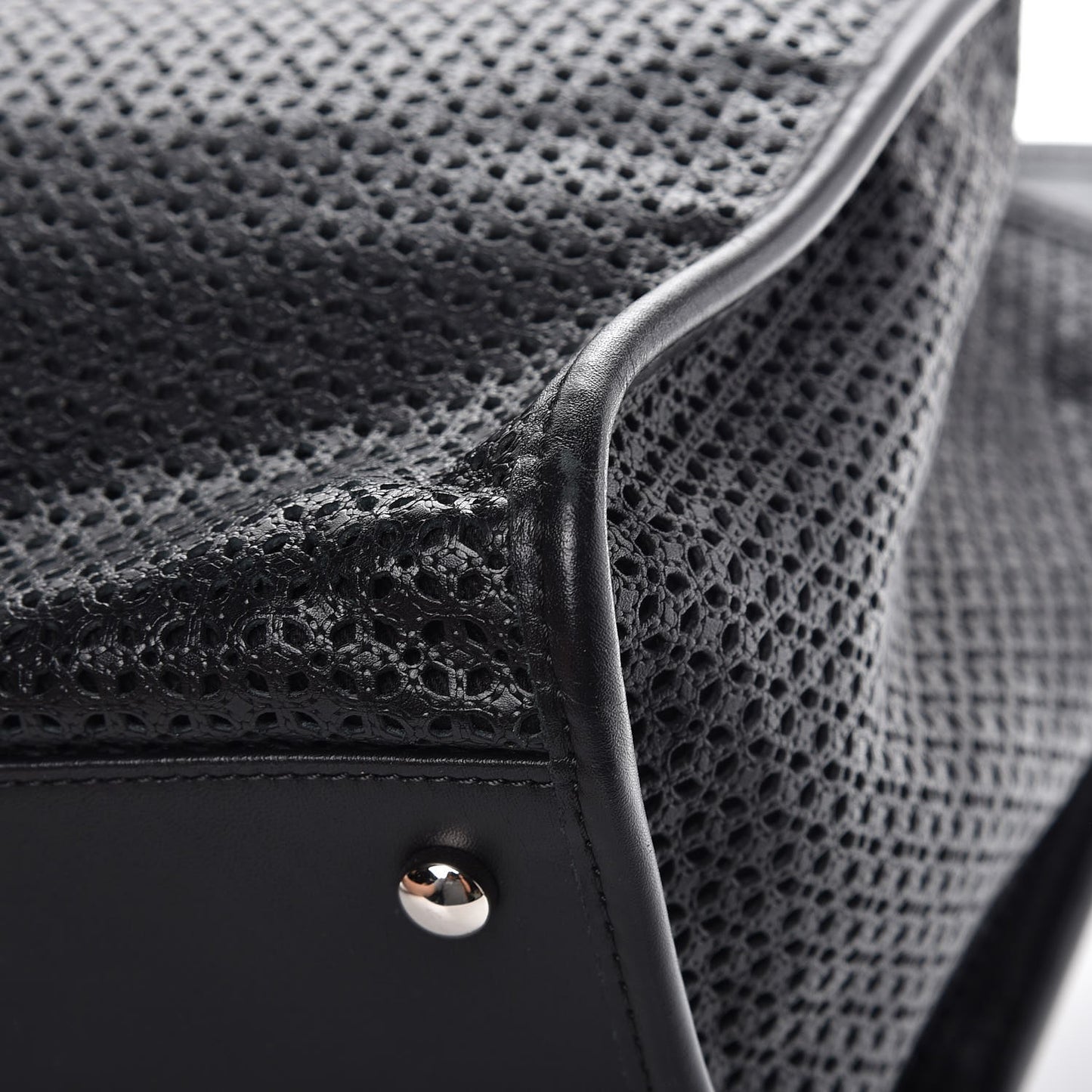 Calfskin Perforated Up In The Air Tote Black