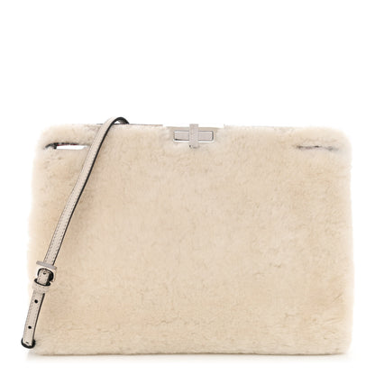 Fendi Shearling Peekaboo Iconic Clutch White Papavero 1 of 9
