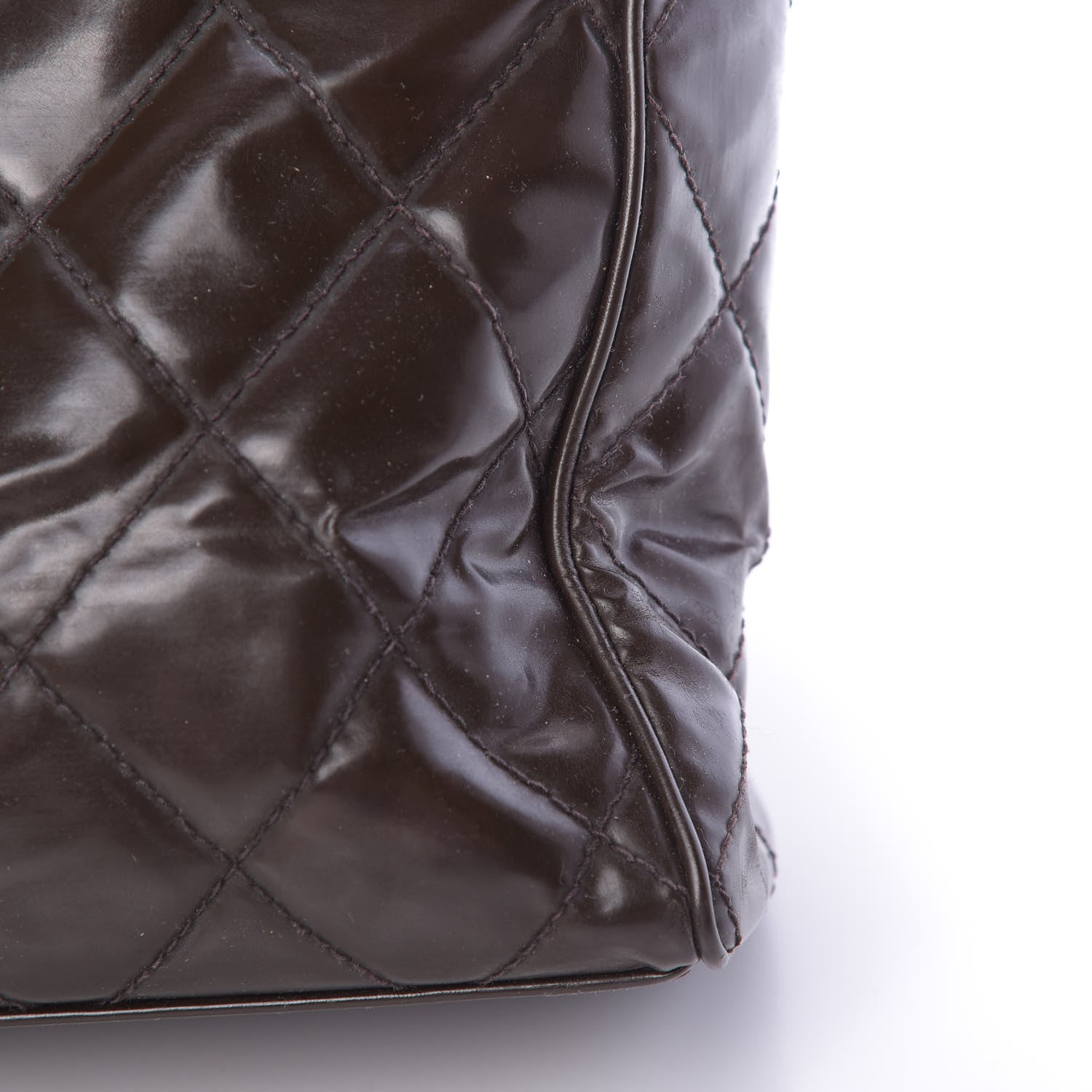 Chanel Patent Quilted Shoulder Bag Brown 13 of 15
