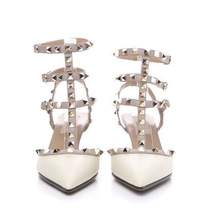 Valentino Garavani Nappa Rockstud Ankle Strap Low Heel Pumps 36 White Winter Poudre 2 of 10