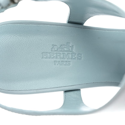 Hermes Calfskin Electra 90 Sandals 37.5 Vert D'eau 7 of 8