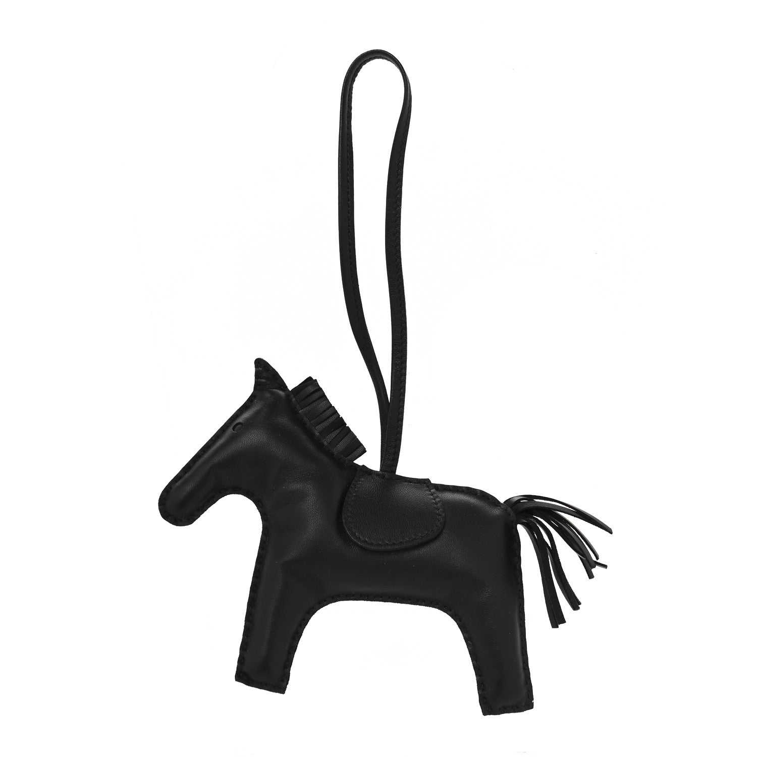 Hermes Milo Lambskin Grigri Rodeo Horse Bag Charm GM So Black 1 of 3