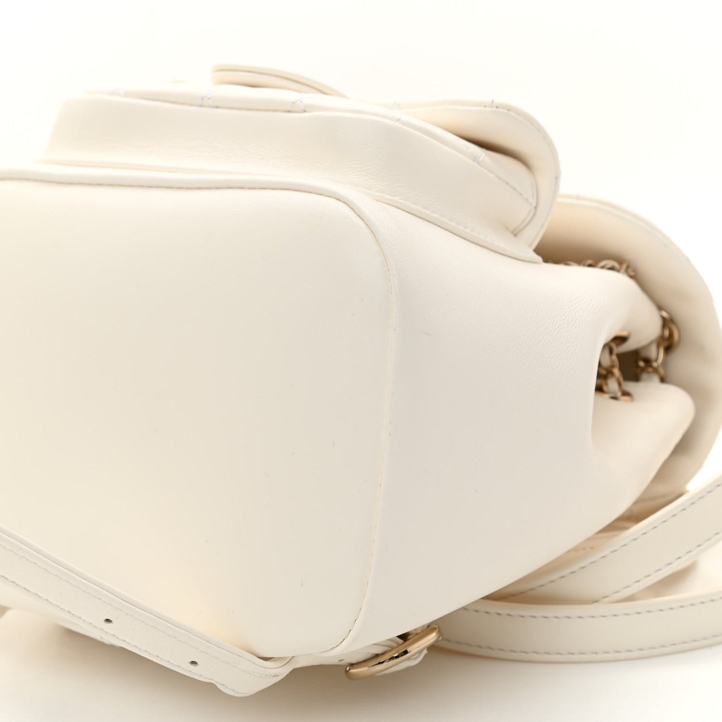 Lambskin Quilted Small Duma Drawstring Backpack White