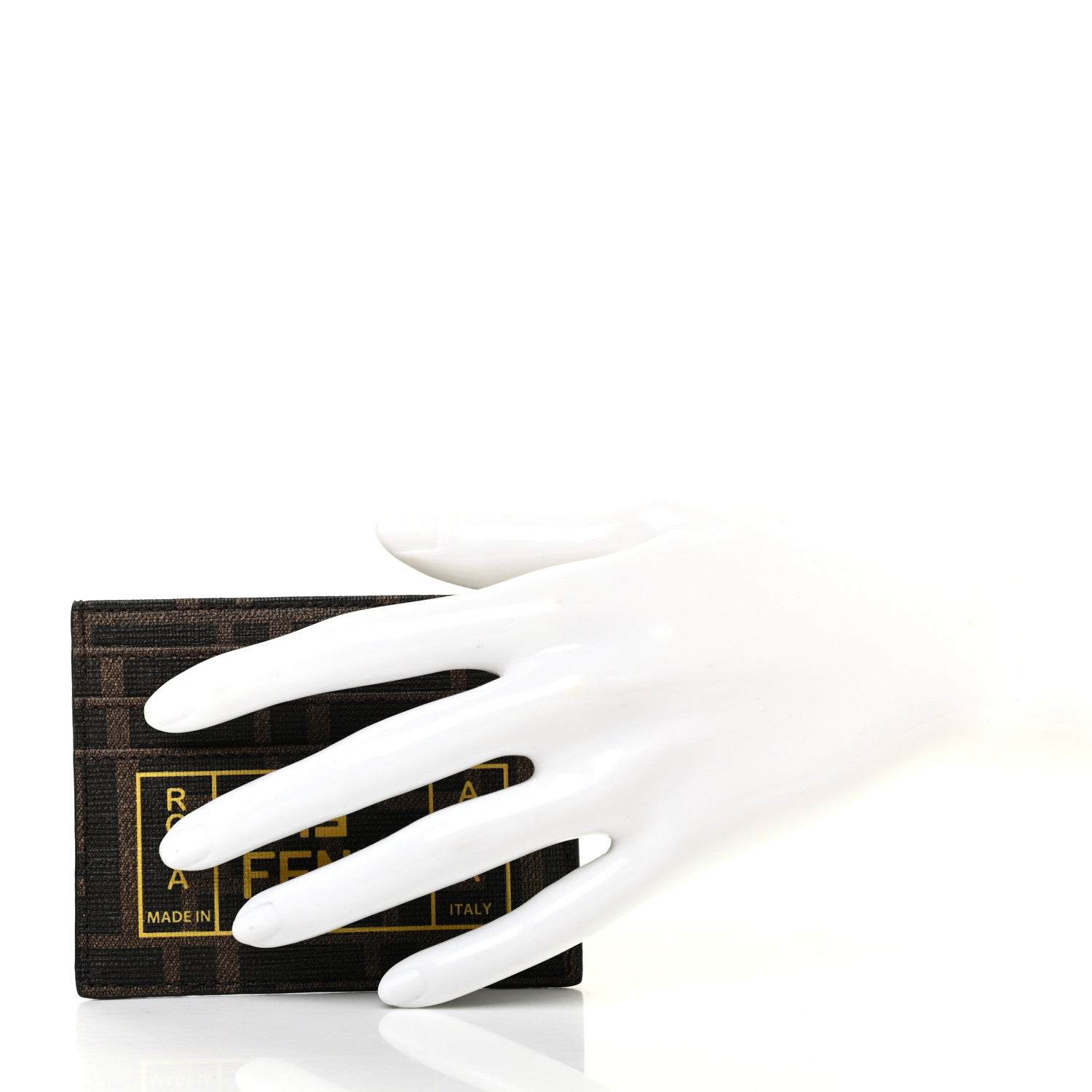 Fendi Glazed Fabric FF 1974 Roma Amor Card Holder Tobacco Limone 2 of 7