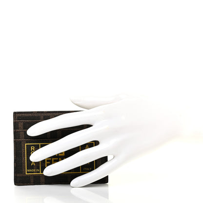 Fendi Glazed Fabric FF 1974 Roma Amor Card Holder Tobacco Limone 2 of 7