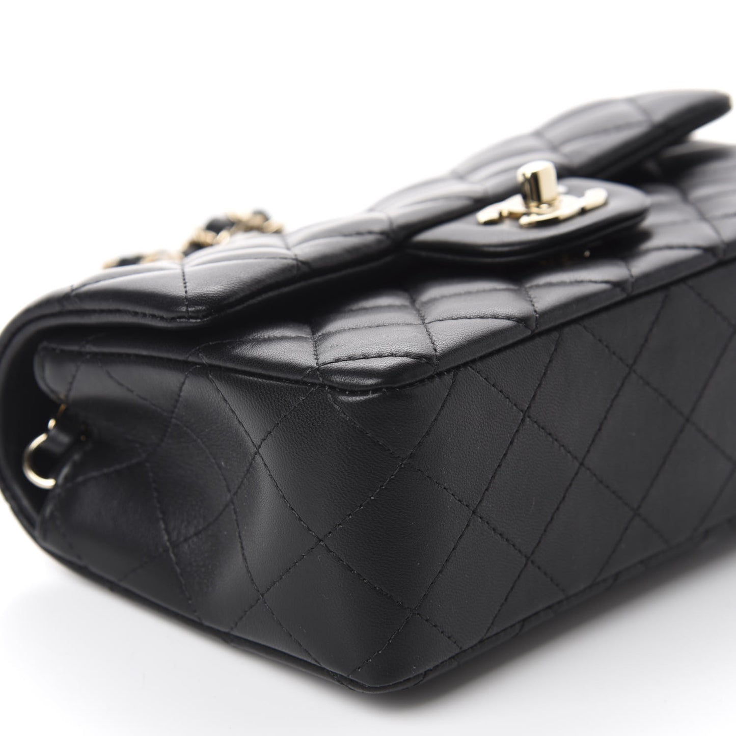 Lambskin Quilted Mini Rectangular Flap Black