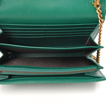 Gucci Calfskin Matelasse GG Marmont Chain Wallet Emerald Green 4 of 10
