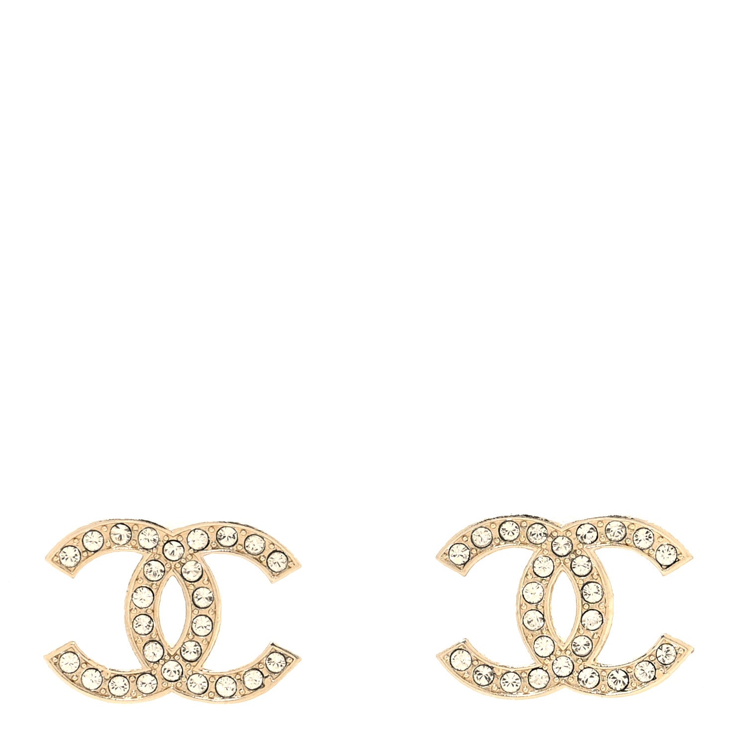 Chanel Crystal CC Earrings Gold 1 of 5