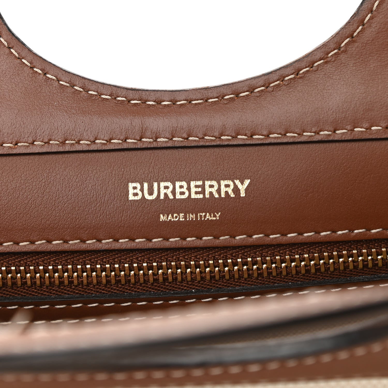 Burberry Canvas Smooth Calfskin Two Tone Mini Pocket Bag Natural Malt Brown 8 of 10