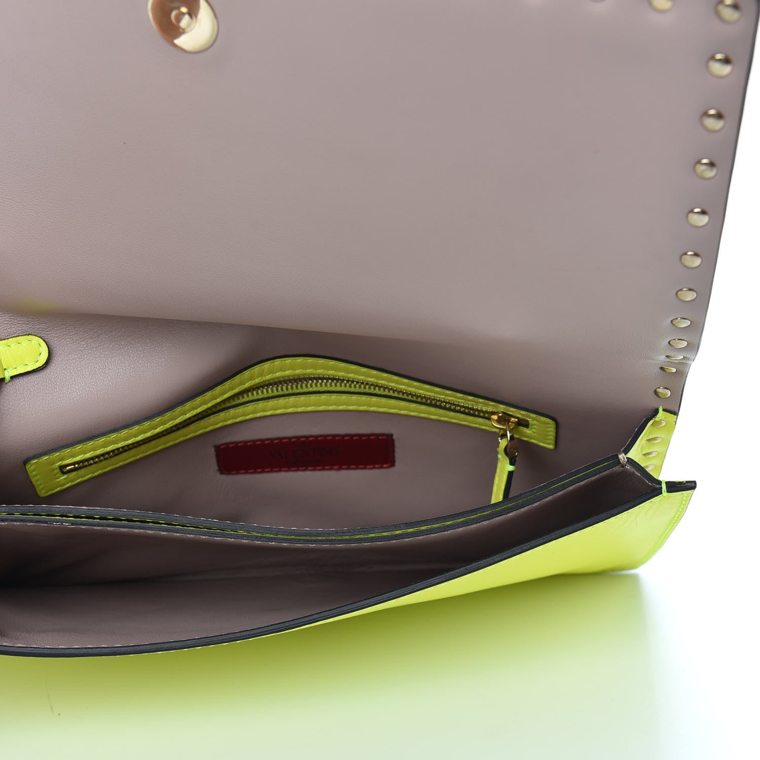 Valentino Garavani Nappa Rockstud Wristlet Clutch Yellow Fluo 5 of 8