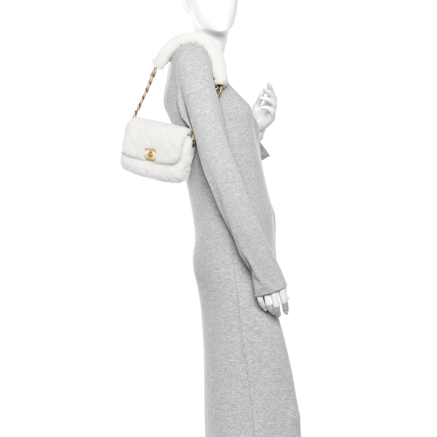 Chanel Shearling Lambskin Quilted CC Chain Flap White 2 of 10