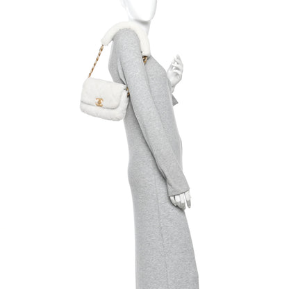 Chanel Shearling Lambskin Quilted CC Chain Flap White 2 of 10