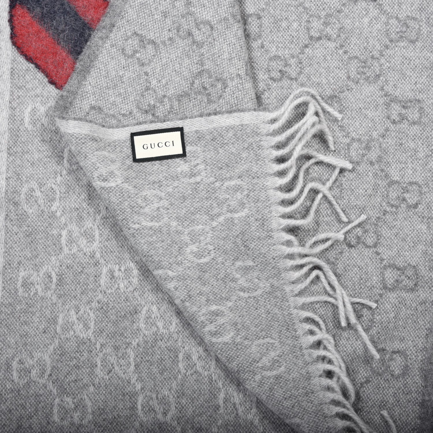 Gucci Wool Angora Monogram Web New Nikky Scarf Zinc Blue 3 of 4