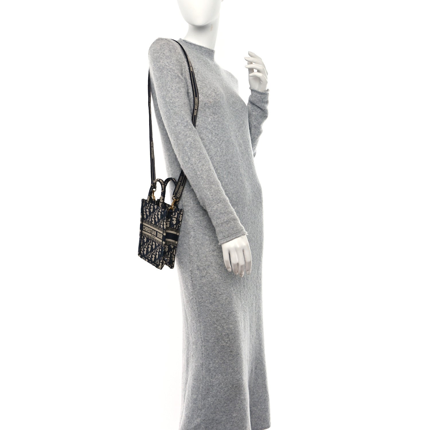 Christian Dior Oblique Mini Book Tote Phone Bag Blue 2 of 9