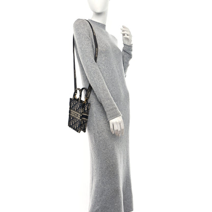 Christian Dior Oblique Mini Book Tote Phone Bag Blue 2 of 9