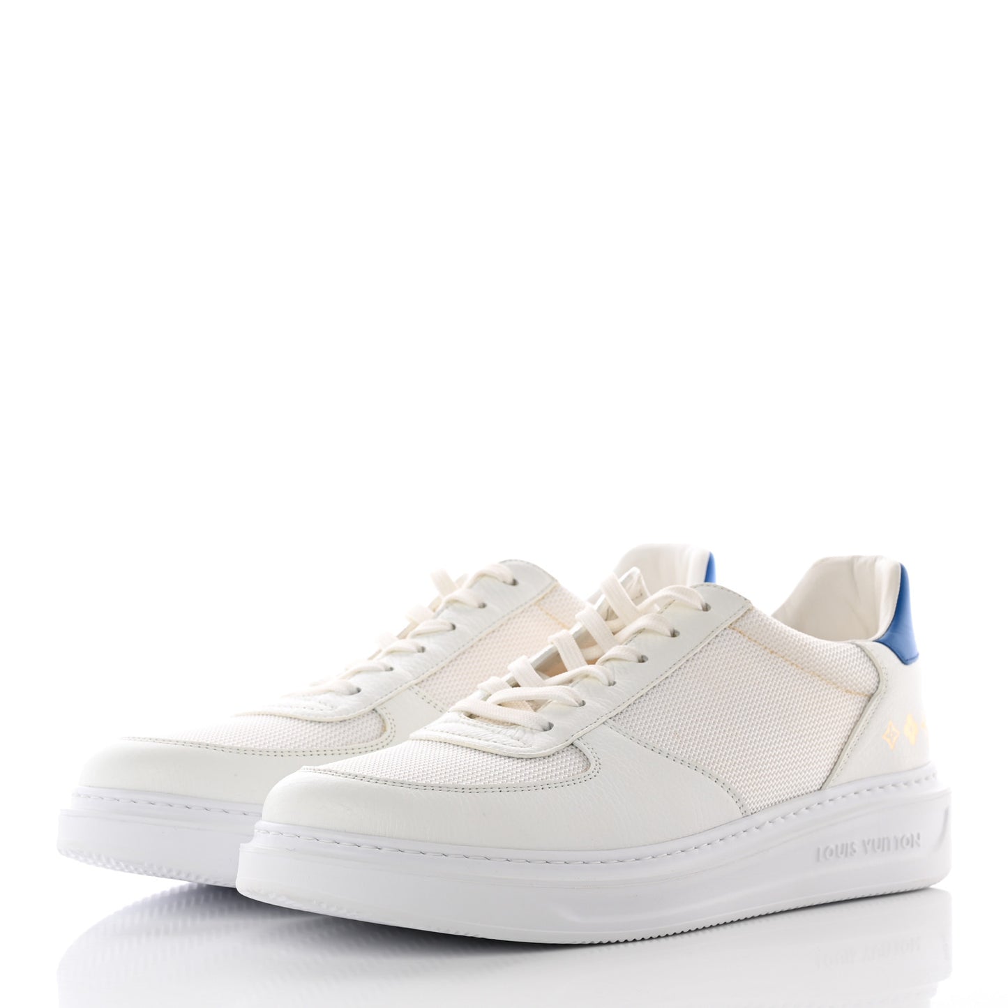 Calfskin Monogram Beverly Hills Sneakers 9 White Blue