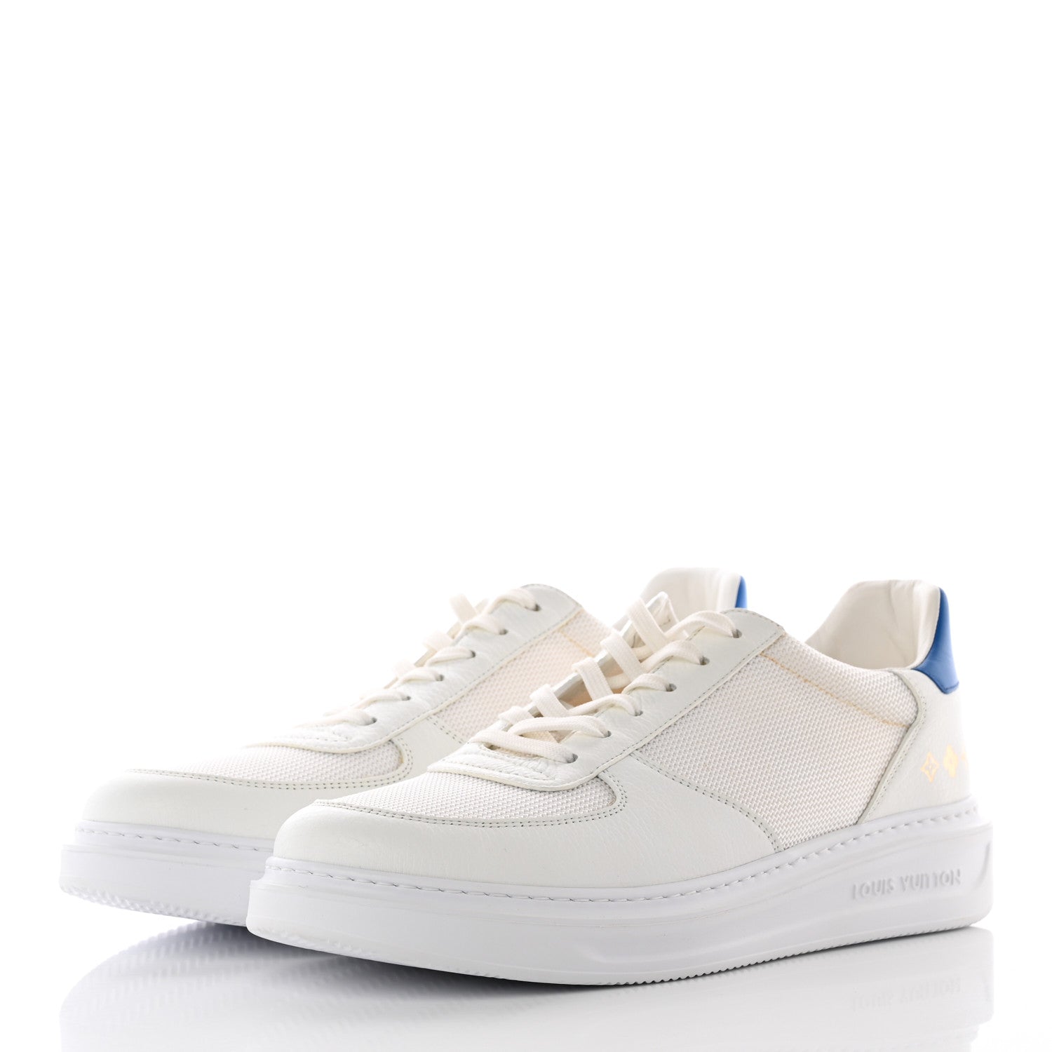 Louis Vuitton Calfskin Monogram Beverly Hills Sneakers 9 White Blue 3 of 21