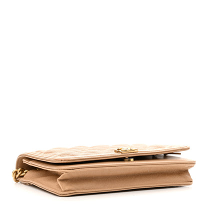 Chanel Caviar Quilted Boy Wallet On Chain WOC Dark Beige 4 of 11