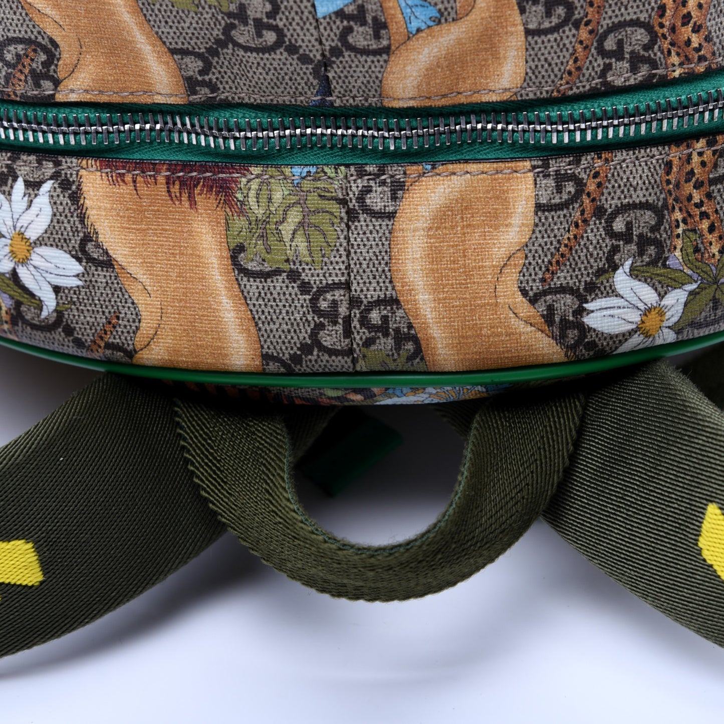 GG Supreme Monogram Feline Childrens Dome Backpack Beige Ebony Multicolor Bright Shamarock