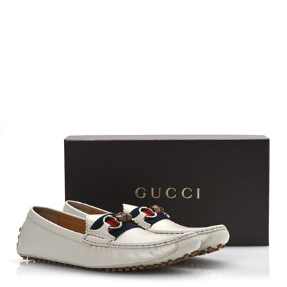 Gucci Calfskin Horsebit Web Bamboo Driving Loafers 41 White 14 of 14