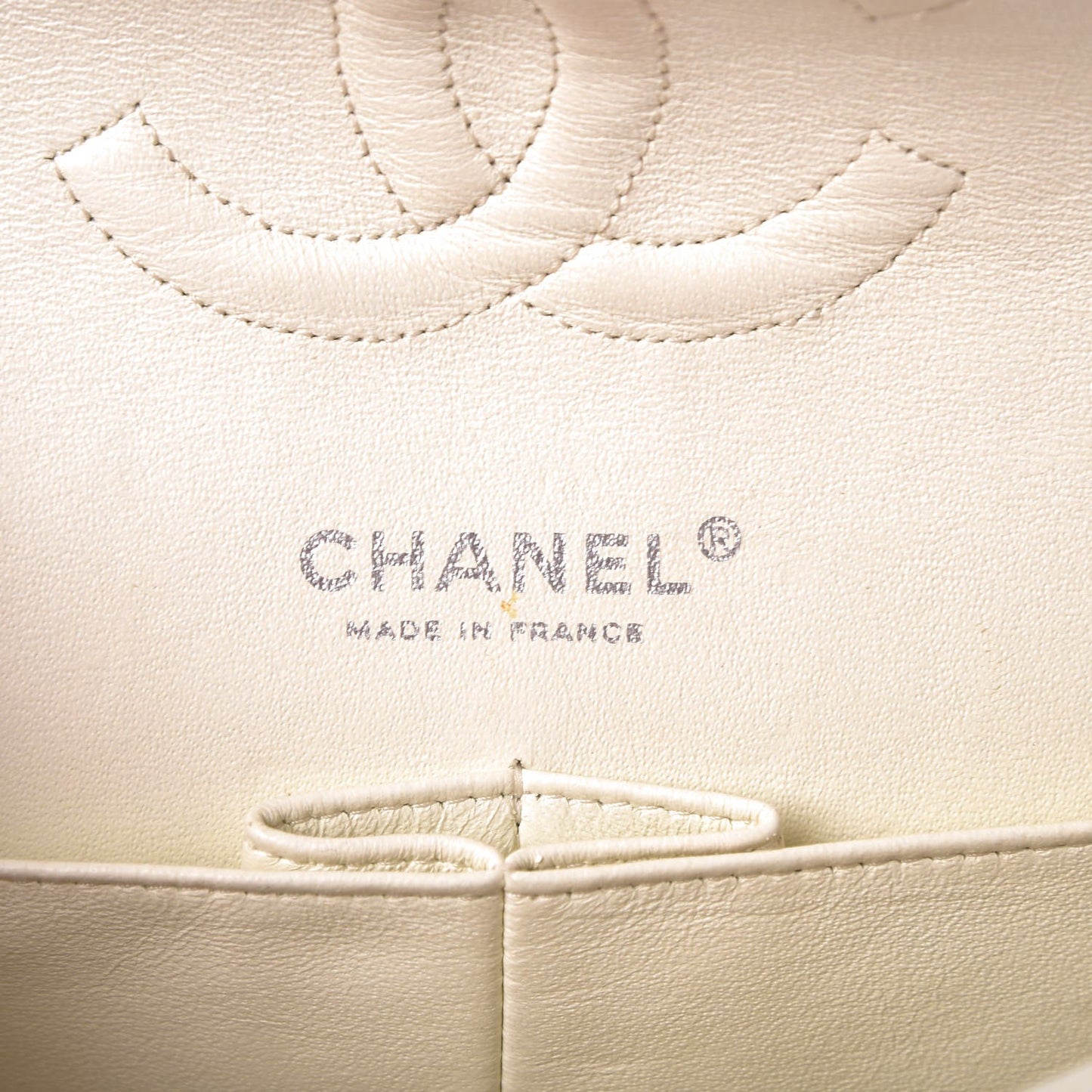 Caviar Quilted Medium Double Flap White