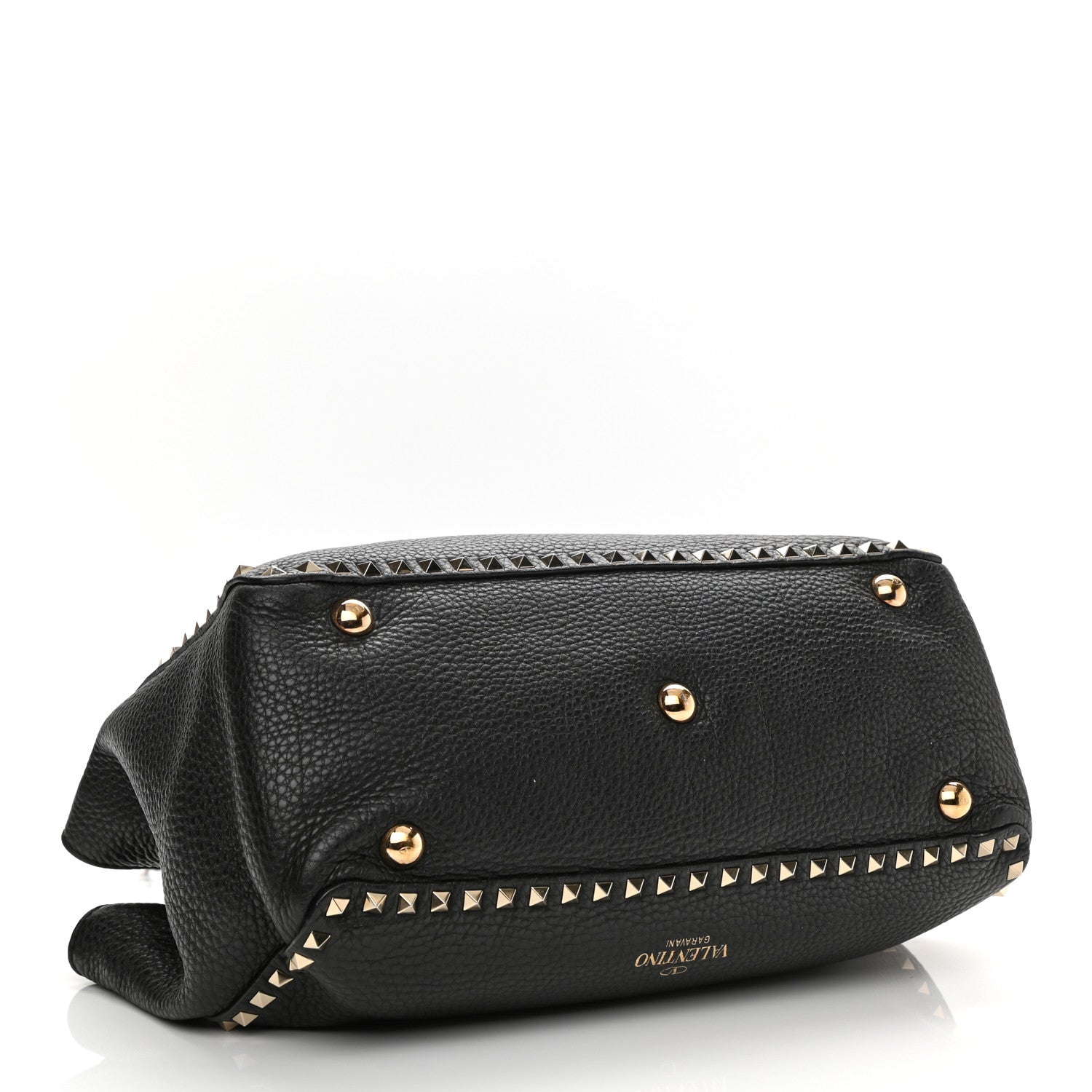 Valentino Garavani Pebbled Calfskin Medium Rockstud Tote Black 4 of 12