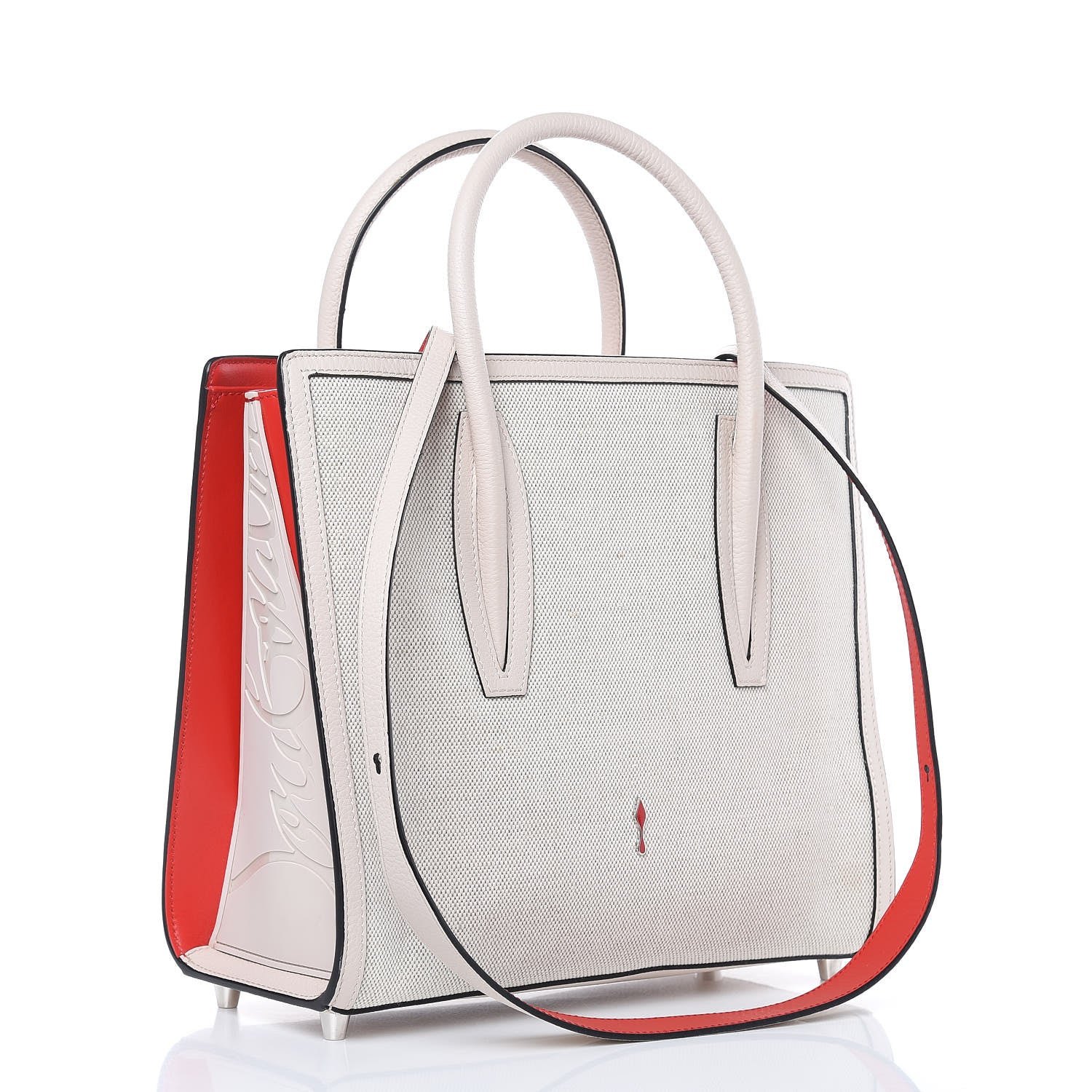 Christian Louboutin Canvas Spikes Loubinthesky Medium Paloma Ivory 3 of 11