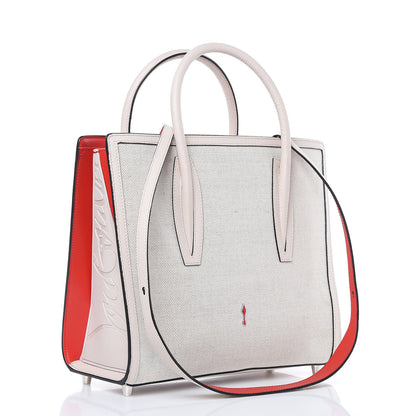 Christian Louboutin Canvas Spikes Loubinthesky Medium Paloma Ivory 3 of 11