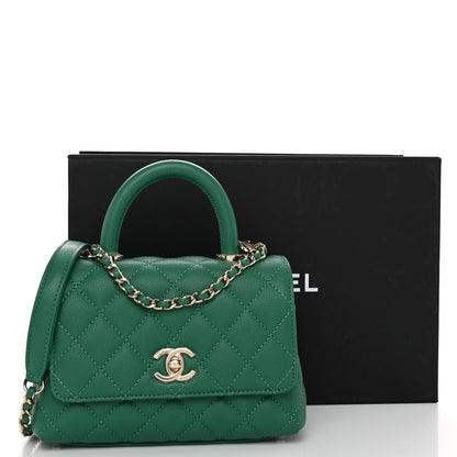 Chanel Caviar Quilted Extra Mini Coco Handle Flap Green 11 of 11