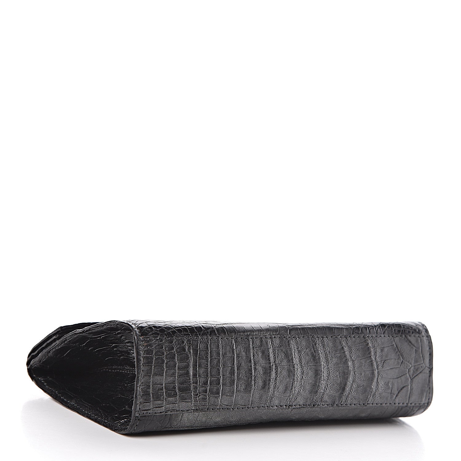 Nancy Gonzalez Metallic Crocodile Foldover Clutch Black Silver 4 of 7